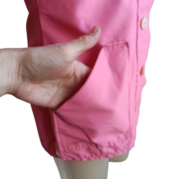 Women's Small Vintage Beautician Blouse Pink 1960's Acetate Mod Stewardess Tunic - Picture 8 of 8